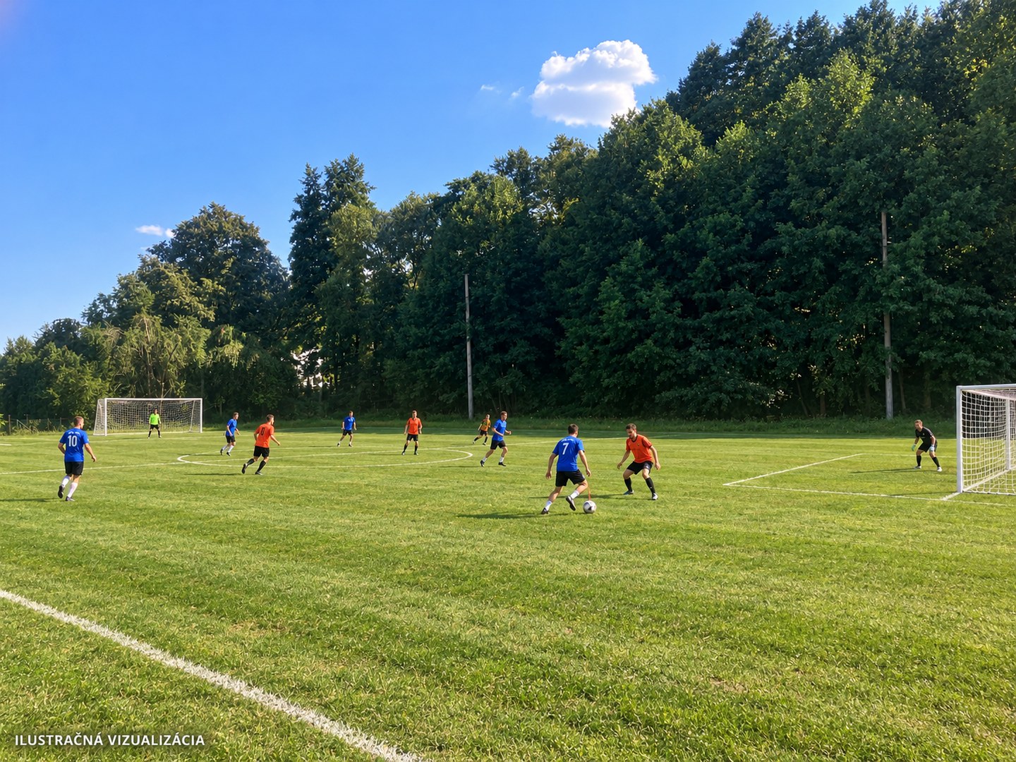 Ilustračná vizualizácia futbalového areálu pri škole